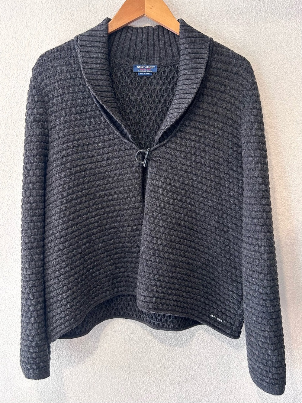 Saint James 100% Wool Cardigan Shawl Collar France Coastal Fisherman Knit 12